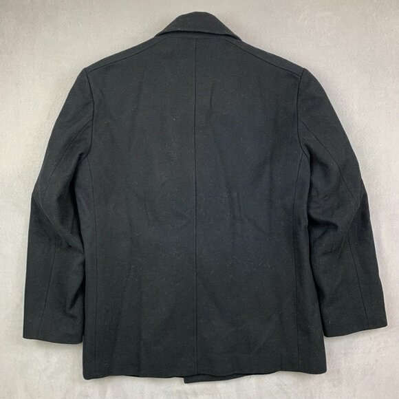 Tommy Hilfiger Mens Double Breasted Pea Coat 38S Medium Black Wool Jacket - Picture 10 of 10